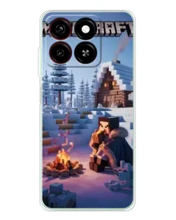 Чехол для ZTE Blade A35 с картинкой «Зимний Minecraft»
