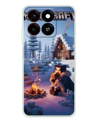 Чехол для ZTE Blade A35 с картинкой «Зимний Minecraft»