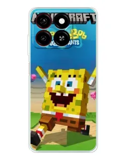 Чехол для ZTE Blade A35 с картинкой «Губка Боб Minecraft»