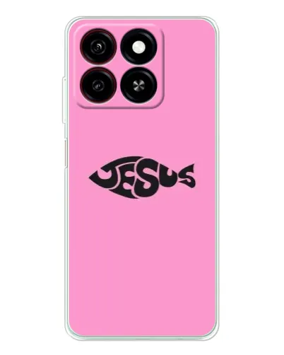 Чехол для ZTE Blade A35 с картинкой «Розовый символ  Jesus»