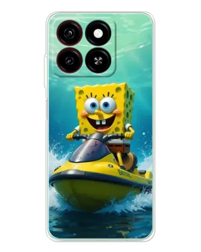 Чехол для ZTE Blade A35 с картинкой «Спанч Боб на гидроцикле»