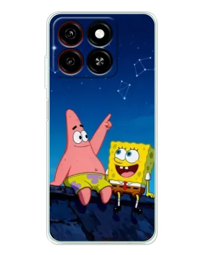 Чехол для ZTE Blade A35 с картинкой «Губка Боб и Патрик ночью»
