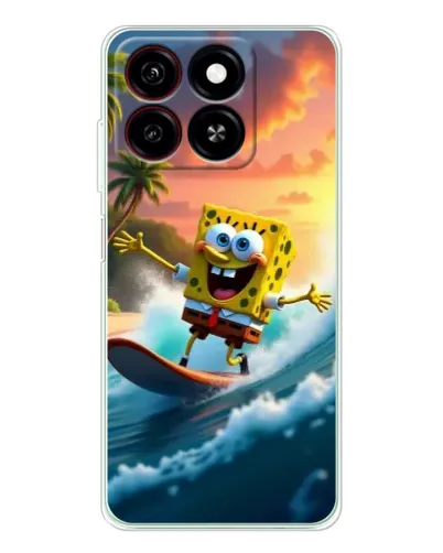 Чехол для ZTE Blade A35 с картинкой «Губка Боб серфингист»