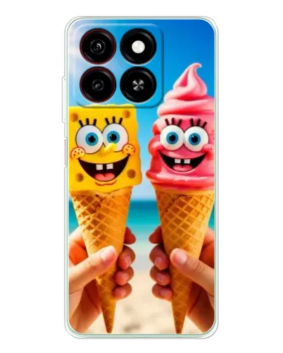 Чехол для ZTE Blade A35 с картинкой «Спанч Боб мороженое»