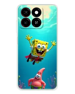 Чехол для ZTE Blade A35 с картинкой «Спанч Боб под водой»
