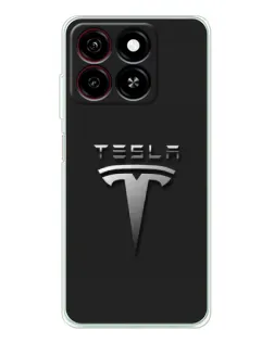 Чехол для ZTE Blade A35 с картинкой «Стальной логотип Tesla»