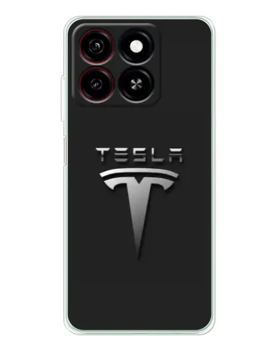 Чехол для ZTE Blade A35 с картинкой «Стальной логотип Tesla»