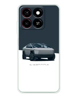 Чехол для ZTE Blade A35 с картинкой «Серебристый Cybertruck Tesla»