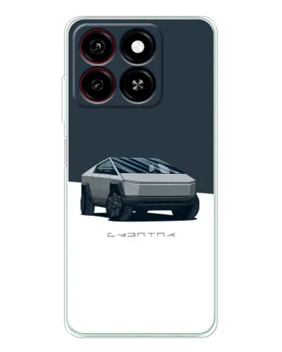 Чехол для ZTE Blade A35 с картинкой «Серебристый Cybertruck Tesla»