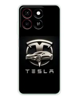 Чехол для ZTE Blade A35 с картинкой «Tesla — серебристое авто»