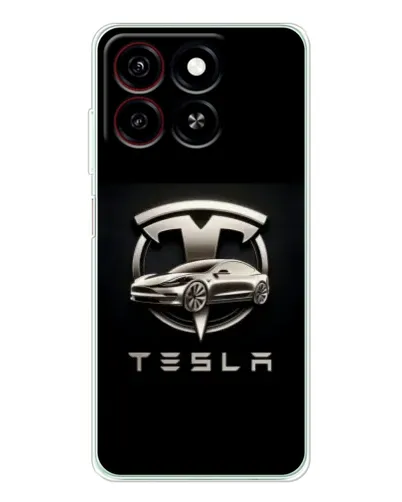 Чехол для ZTE Blade A35 с картинкой «Tesla — серебристое авто»