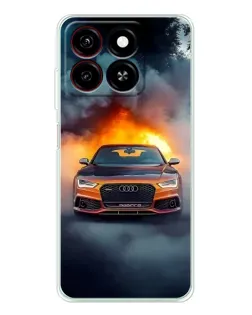 Чехол для ZTE Blade A35 с картинкой «Audi в огненном дыму»