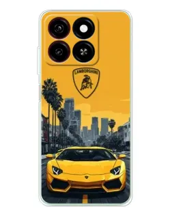 Чехол для ZTE Blade A35 с картинкой «Желтый Lamborghini город»
