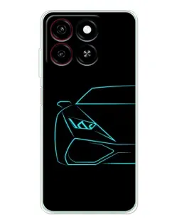 Чехол для ZTE Blade A35 с картинкой «Голубой силуэт Lamborghini»