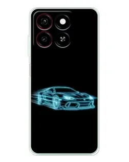 Чехол для ZTE Blade A35 с картинкой «Неоновый контур Lamborghini»