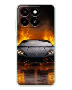 Чехол для ZTE Blade A35 с картинкой «Lamborghini в огне»