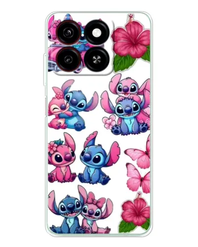 Чехол для ZTE Blade A35 с картинкой «Стикеры Stitch и Angel»