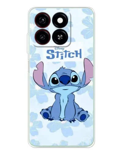 Чехол для ZTE Blade A35 с картинкой «Stitch среди цветов»