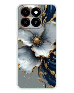 Чехол для ZTE Blade A35 с картинкой «Белый цветок и золотой флюид»