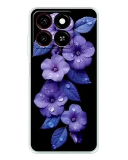 Чехол для ZTE Blade A35 с картинкой «Фиолетовые цветы с росою»
