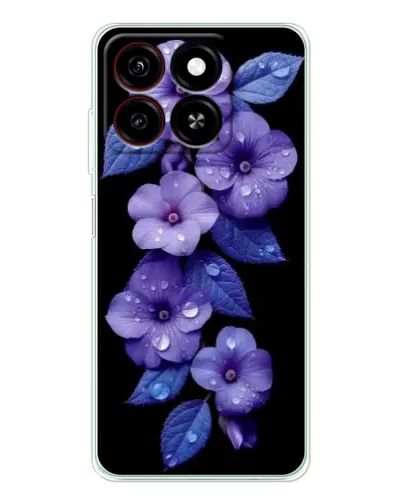 Чехол для ZTE Blade A35 с картинкой «Фиолетовые цветы с росою»