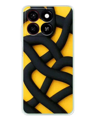 Чехол для ZTE Blade A35 с картинкой «Черное желтое переплетение»