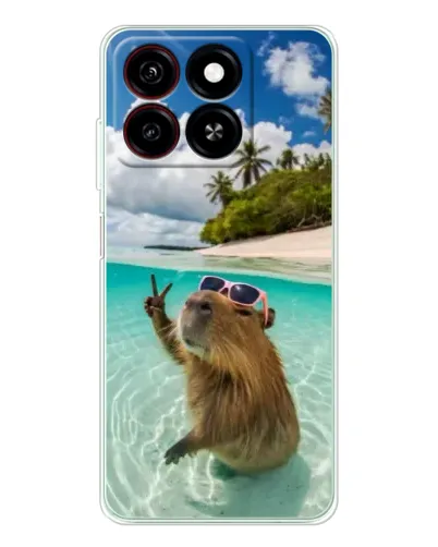 Чехол для ZTE Blade A35 с картинкой «Капибара на море»