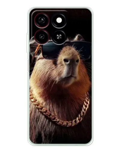 Чехол для ZTE Blade A35 с картинкой «Капибара золотая цепь»