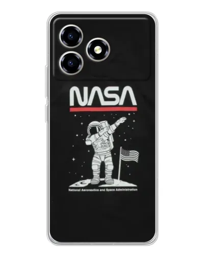 Чехол для ZTE Blade A36 с картинкой «NASA — шагаем по Луне»