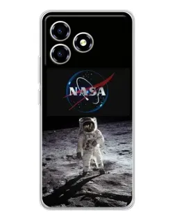 Чехол для ZTE Blade A36 с картинкой «Астронавт на Луне»