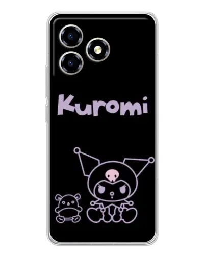 Чехол для ZTE Blade A36 с картинкой «Kuromi — черный минимализм»