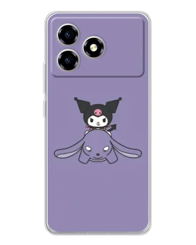 Чехол для ZTE Blade A36 с картинкой «Kuromi на лиловом фоне»