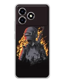 Чехол для ZTE Blade A36 с картинкой «PUBG — огненный силуэт»