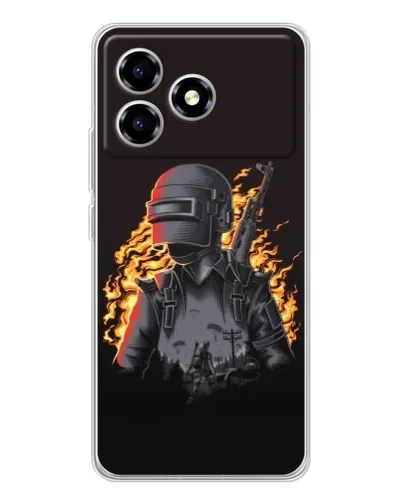Чехол для ZTE Blade A36 с картинкой «PUBG — огненный силуэт»