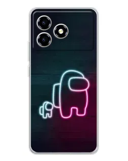 Чехол для ZTE Blade A36 с картинкой «Among Us неон-арт»