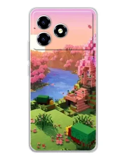Чехол для ZTE Blade A36 с картинкой «Розовое дерево Minecraft»