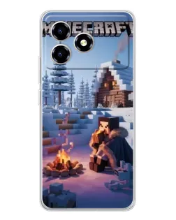Чехол для ZTE Blade A36 с картинкой «Зимний Minecraft»