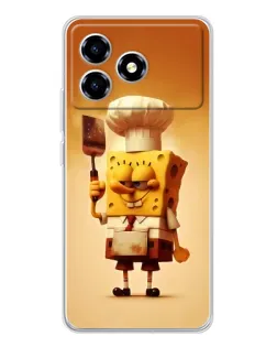 Чехол для ZTE Blade A36 с картинкой «Губка Боб повар»