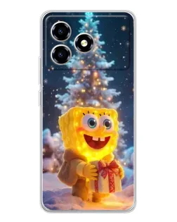 Чехол для ZTE Blade A36 с картинкой «Рождественский Спанч Боб»