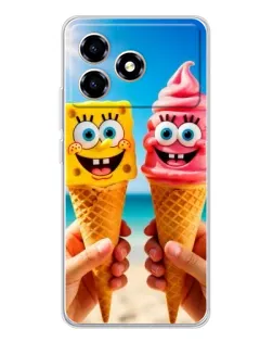 Чехол для ZTE Blade A36 с картинкой «Спанч Боб мороженое»