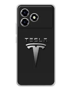 Чехол для ZTE Blade A36 с картинкой «Стальной логотип Tesla»