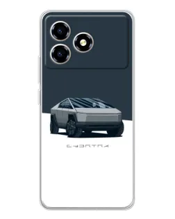 Чехол для ZTE Blade A36 с картинкой «Серебристый Cybertruck Tesla»