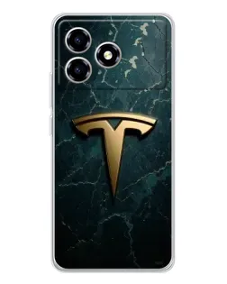 Чехол для ZTE Blade A36 с картинкой «Мраморная Tesla Gold»