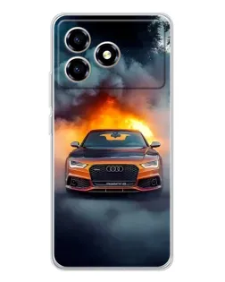 Чехол для ZTE Blade A36 с картинкой «Audi в огненном дыму»
