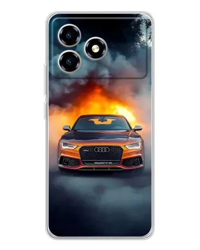 Чехол для ZTE Blade A36 с картинкой «Audi в огненном дыму»