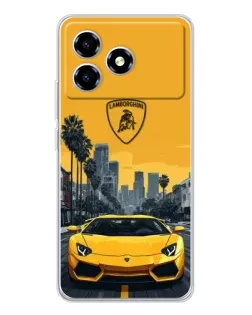 Чехол для ZTE Blade A36 с картинкой «Желтый Lamborghini город»
