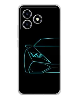 Чехол для ZTE Blade A36 с картинкой «Голубой силуэт Lamborghini»