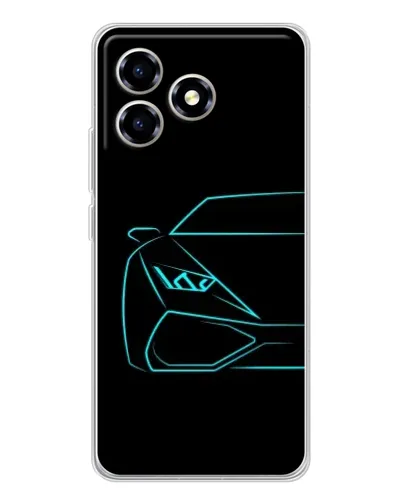 Чехол для ZTE Blade A36 с картинкой «Голубой силуэт Lamborghini»
