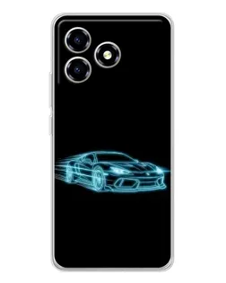 Чехол для ZTE Blade A36 с картинкой «Неоновый контур Lamborghini»