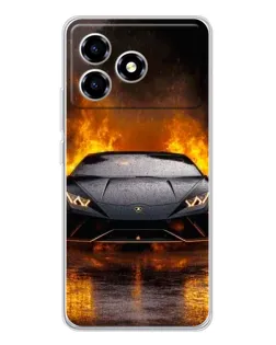 Чехол для ZTE Blade A36 с картинкой «Lamborghini в огне»